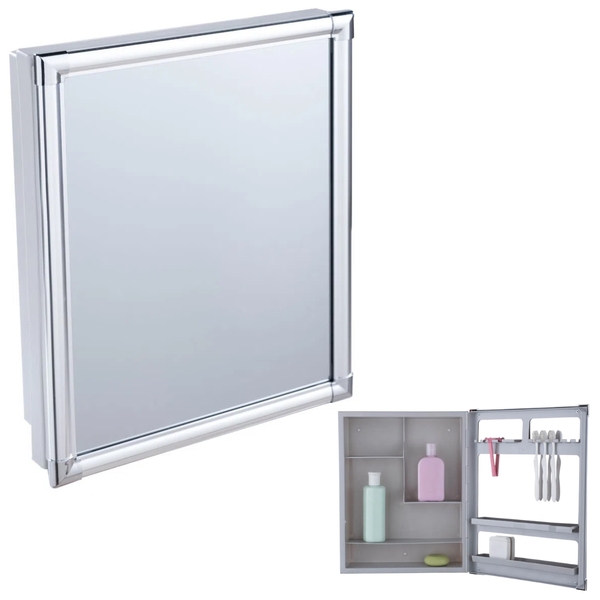 Armário Banheiro Espelheira Sobrepor E Embutir Cinza | Com Pe